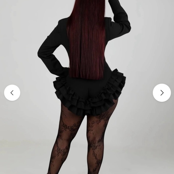 Chic Black Ruffle Blazer Dress - Picture 2 of 2